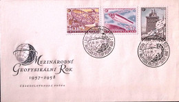 1957-CECOSLOVACHIA Anno Geofisico Internazionale Serie Cpl. (939/1) Su Fdc - Brieven En Documenten