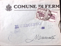 1945-LUPA Coppia (515A) Su Busta (rifilata A Destra) Fermo (17.10) - Poststempel