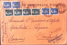 1945-Imperiale Senza Fasci E Senza Filigrana Striscia Quattro C.15 E Due Coppie  - Marcophilie