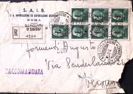 1944-Imperiale Sopr. RSI Sette C.25 Su Raccomandata S Lazzaro Di Savena (1.3.44) - Marcofilía