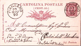 1890-PIANSANO C1 (23.6) Su Cartolina Postale C.10 Mill. 89 - Postwaardestukken
