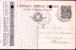 1919-Cartolina Postale C.15 Mill.19 Pubblicitaria W. Martiny (R2/21) Viaggiata C - Interi Postali