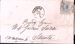 1867-effigie C.20 Tiratura Di Londra (L 26) Su Soprascritta Bologna (10.6.67) - Poststempel
