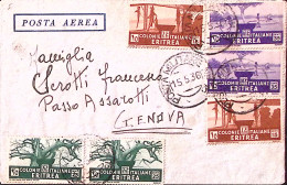 1936-ERITREA Pittorica Due C.15, 25 E 35 Su Busta Via Aerea PM 15 C.2 (15.5) - Eritrea