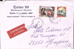 1989-San Carlo Borromeo Lire 2400 + Castelli Lire 650 (1852+1523A) Su Espresso - 1981-90: Storia Postale