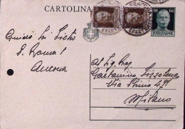1945-Cartolina Postale C.60 (C123) Con Fr.lli Aggiunti Imperiale Senza Fasci Cop - Poststempel