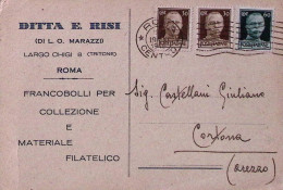 1945-Imperiale Senza Fasci C.60 E Due C.30 (516+521) Su Cartolina Roma (19.11) - Marcophilia