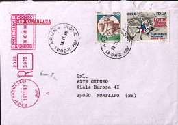 1990-CAMPIONATO LOTTA LIBERA Lire 3200 + CASTELLI Lire 750 Su Raccomandata Arona - 1981-90: Poststempel