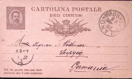 1885-Cartolina Postale Umberto I C.10 Mill. 83 Milano (25.1) Per La Germania - Postwaardestukken