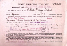 1939-RICHIAMO ALLE ARMI Cartolina Precetto Inviata Da Distretto Militare Pavia - Patriottiche
