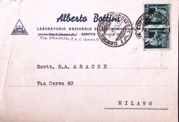 1945-Democratica Coppia C.60 Su Cartolina Genova (5.11) - Marcophilia