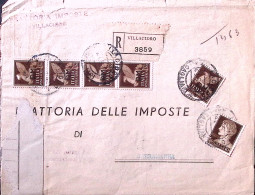 1945-Posta Aerea Sopr. PM Cinque C.50 (14) + Imperiale C.10 (245) Su Raccomandat - Poststempel