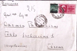 1945-Espresso Lire 5 (24) + Monumenti Sopr. Lire 2/25 (524) Su Espresso Milano ( - Marcophilie