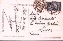 1940-Posta Militare 550 C.2 (31.8) Su Cartolina (Rodi Palazzo Delle Poste) Affra - Egeo (Rodi)