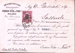 1880-SERVIZI Sopr. C. 2/10,00 (36) Isolato Su Avviso Di Passaggio Milano (13.3) - Marcofilie