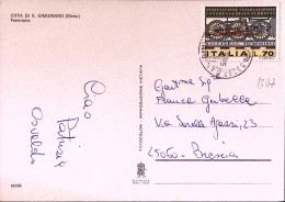 1975-FERROVIE Lire 70 Isolato Su Cartolina (S. Gemignano) - 1971-80: Poststempel