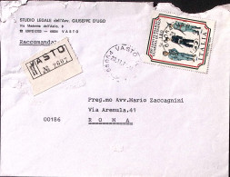 1974-GUARDIA FINANZA Lire 180 Isolato Su Raccomandata Vasto (23.11 - 1971-80: Marcofilia