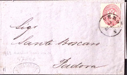 1863-LOMBARDO VENETO S.5 (38) Su Lettera Completa Testo Verona 26.8, Dentino Ang - Lombardo-Venetien