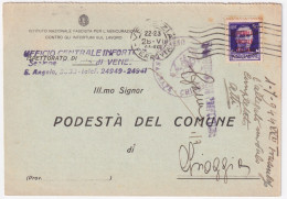 1944-Imperiale Sopr. RSI C.50 (492) Isolato Su Cartolina - Marcofilie