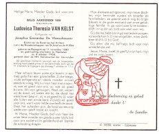 DP Ludovica Theresia Van Kelst ° Eppegem Zemst 1881 † Mechelen 1958 X Josephus De Vleeschouwer - Devotion Images
