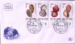 1977-Israele Conchiglie Mar Rosso Serie Cpl. (668/1 Con Bandelletta) Fdc - FDC