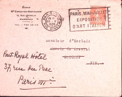 1935-Francia Esposizione Arte Italiana/Parigi (20.5) Annullo A Targhetta Su Bust - Storia Postale