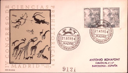 1954-SPAGNA IV Congr. Scienza Preistorica/Madrid (21.4) Annullo Speciale Su Cart - Storia Postale