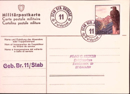 1940circa-Svizzera STAB GEB. BRIGADE/11/FELDPOST Timbro E Chiudilettera Su Carto - Briefe U. Dokumente