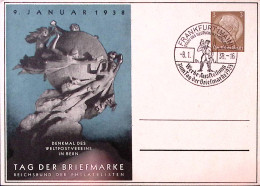 1938-GERMANIA REICH Giornata Francobollo/Francoforte (8.1.38) Su Cartolina Posta - Storia Postale