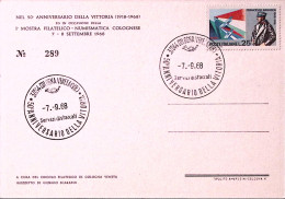 1968-COLOGNA VENETA 50 Della Vittoria (7.9) Annullo Speciale Su Cartolina - 1961-70: Marcophilie