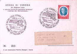 1977-VERONA 55 Festival Opera Lirica (28.8) Annullo Speciale Su Cartolina Viaggi - Musica