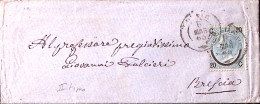 1865-effigie Sopr. C.20/15 II^tipo (24) Isolato Su Lettera - Poststempel