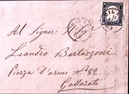 1862-effigie C.20 (7) Isolato Su Lettera Completa Testo Milano (11.8) - Marcophilia