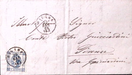 1863-LITOGRAFATO C. 15 (12) Isolato Su Lettera Completa Testo Milano (28.3) - Marcophilia