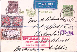 1937-I^volo Nuova Zelanda-USA1937 Su Cartolina Postale P.0,5 Con Fr.lli Aggiunti - Posta Aerea