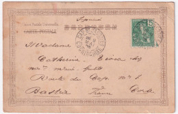 1905-Indocina C.5 (27) Su Cartolina (Kameido Tokio) Cap St. Jacques (9.5) Per La - Briefe U. Dokumente