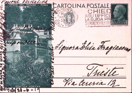1933-CARTOLINA POSTALE C.15 BONIFICA PONTINA (C71/1) Trieste (12.9) Per Citta' - Interi Postali