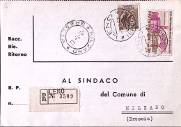 1962-UNITA' D'ITALIA Lire 70 + Siracusana Lire 20 (768+929) Su Cartolina Raccoma - 1961-70: Poststempel