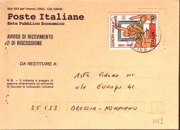 1995-EUROPA1995 Lire 750 Isolato Su Avviso Ricevimento - 1991-00: Poststempel