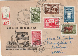 Hongarije 1951, Registered Letter Sent To Netherland, 2nd Congress Of The Hungarian Workers’ Party. - Cartas & Documentos