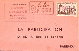 1956-Francia Il Lino Tessuto Nazionale/Lille (28.1) Annullo Meccanico Su Cartoli - Brieven En Documenten