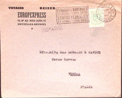 1956-Belgio Giardini Di Gand/Bruxelles (26.2) Annulla Targhetta Su Busta Per Ita - Autres & Non Classés