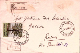 1967-PARCHI Lire 170 Isolato Su Busta Raccomandata Treviglio (19.6) - 1961-70: Poststempel