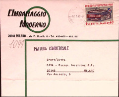 1969-50 VITTORIA Lire 40 Isolato Su Fattura Commerciale - 1961-70: Marcophilia