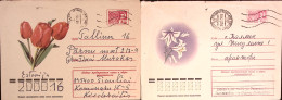 1979-U.R.S.S. Buste Postali K.4 Differenti Oggetto Fiori Viaggiate - Brieven En Documenten