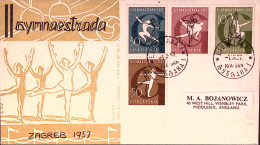 1957-Jugoslavia Concorsi Ginnici Zagabria Serie Completa Fdc - Brieven En Documenten