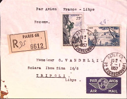 1957-Francia Alpinismo F.75 + Nizza F.10 Su Raccomandata Via Aerea Parigi (2.1)  - Brieven En Documenten