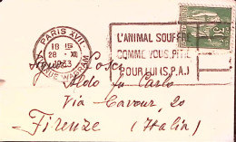 1933-Francia Parigi (28.11) + Animale Soffre Come Hai Pieta' Di Lui Annullo Mecc - Brieven En Documenten
