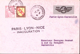 1947-Francia Aerogramma I^volo Parigi-Nizza Del 3.2 - 1921-1960: Periodo Moderno