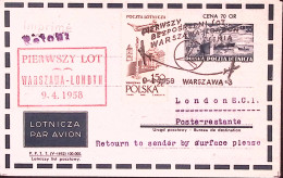 1958-Polonia I^volo LOT Varsavia-Londra - Poste Aérienne